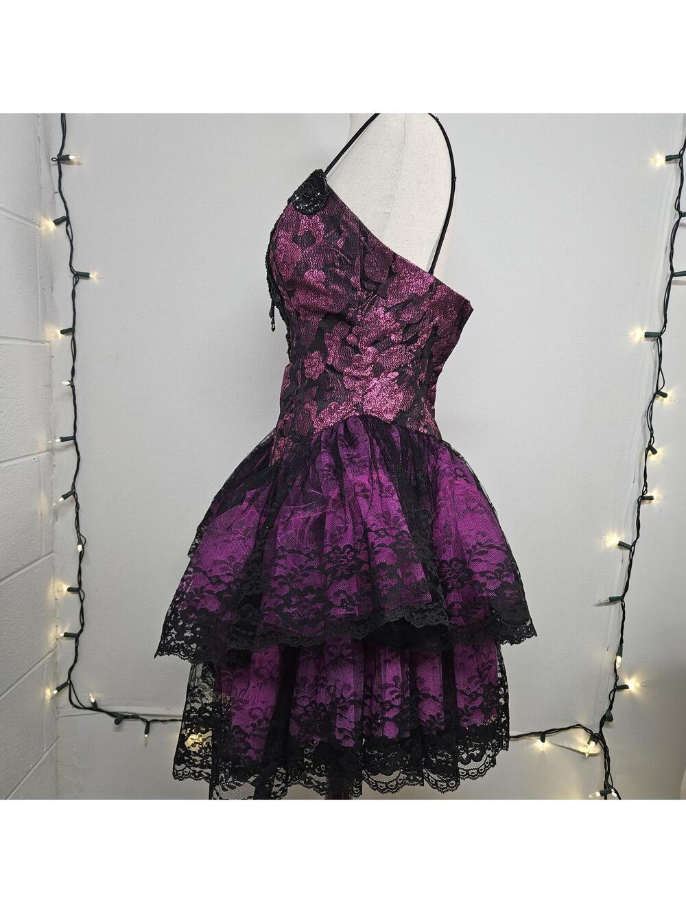 80s vintage goth short party dress from loralie size 4 - Picture 5 of 8